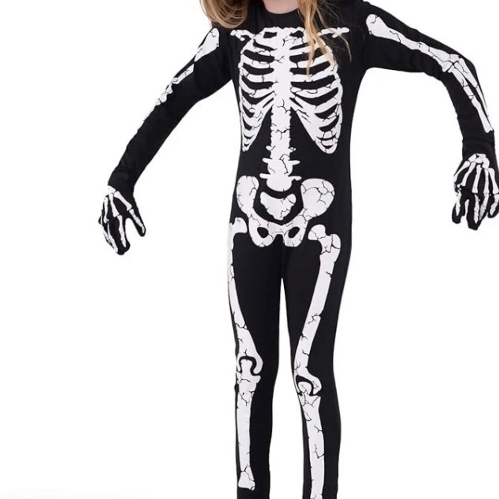 Halloween jumpsuit Skeleton Costume Kids Girls, Size S , NWOT